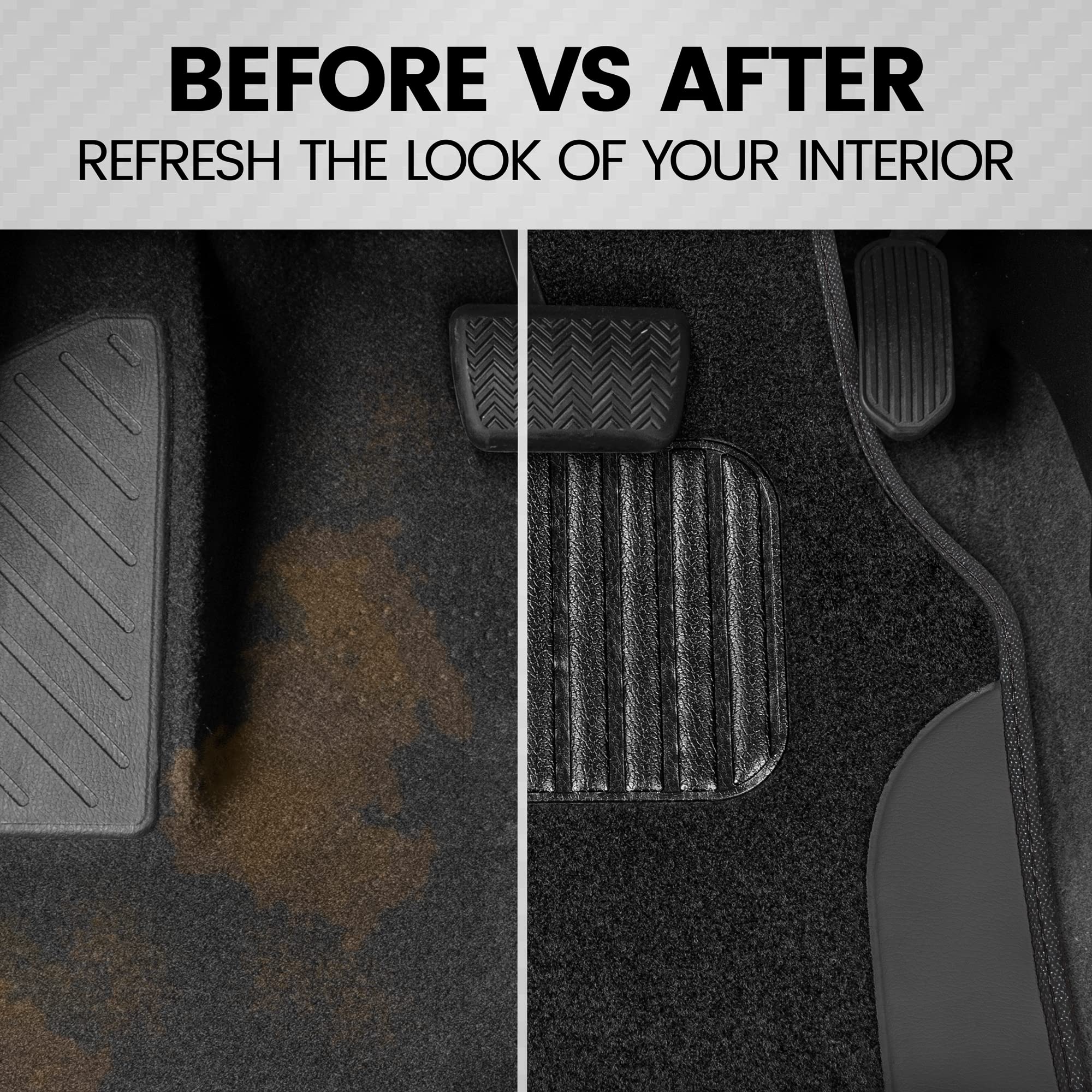 BDK Floor Mats for Cars, Two-Tone Carpet Car Floor Mats with Faux Leather Accents, Automotive Floor Mat Set with Built-In Heel Pad, Stylish Interior Car Accessories (Gray) - Image 3