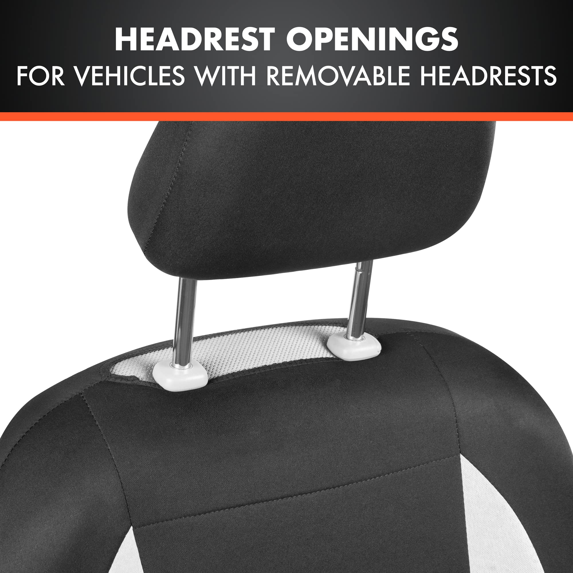 BDK carXS Monaco Seat Covers for Cars Full Set, Gray Tri-Tone Front with Split Rear Bench Back Seat Cover, Automotive Seat Covers for Trucks SUV Van Auto - Image 4