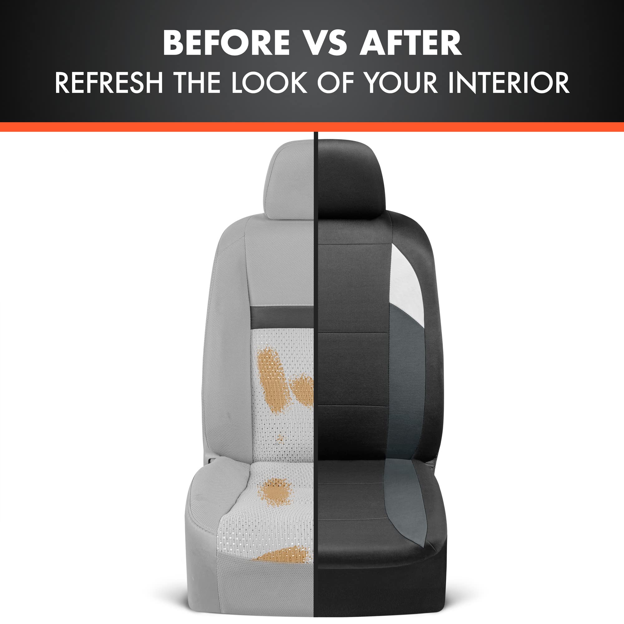 BDK carXS Monaco Seat Covers for Cars Full Set, Gray Tri-Tone Front with Split Rear Bench Back Seat Cover, Automotive Seat Covers for Trucks SUV Van Auto - Image 5