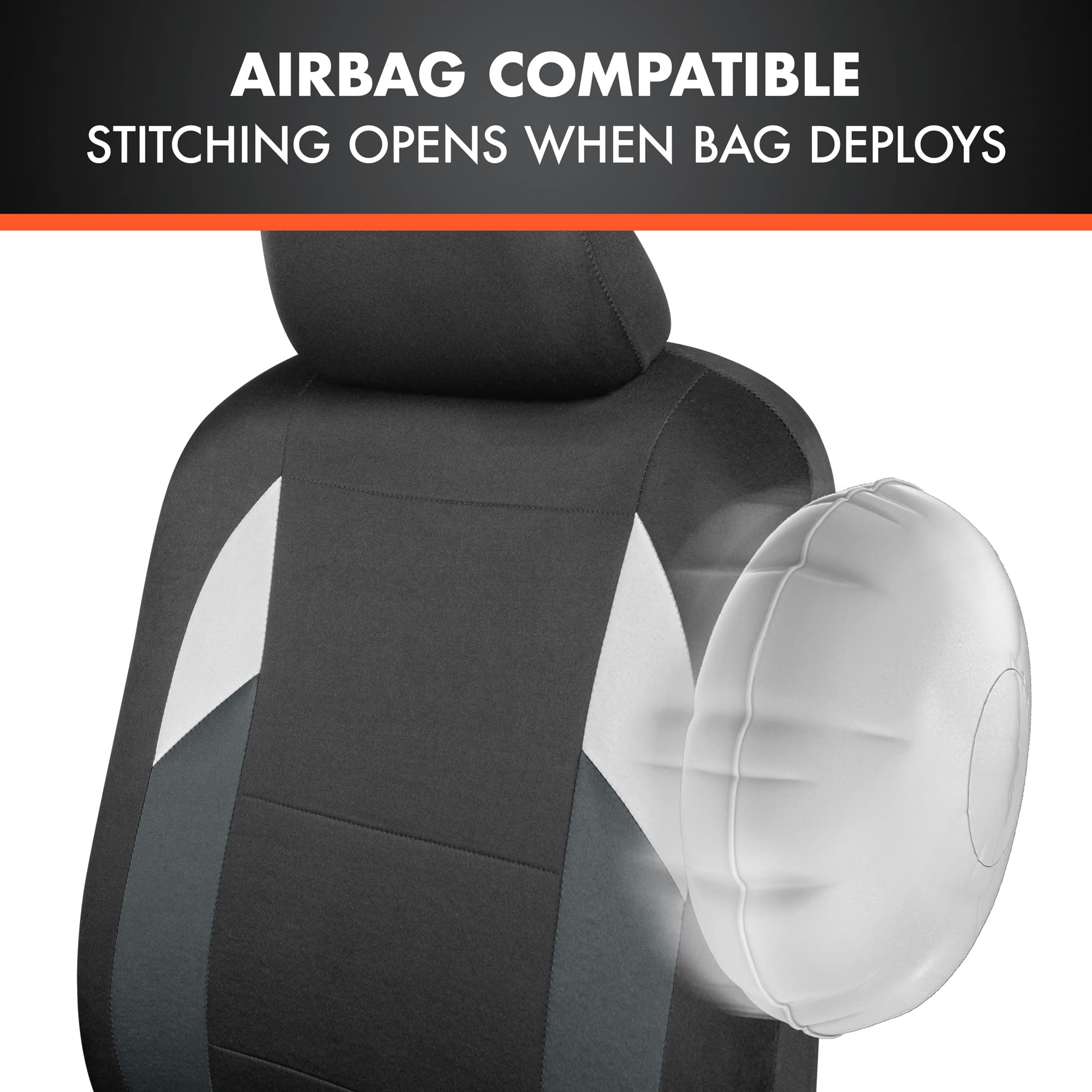 BDK carXS Monaco Seat Covers for Cars Full Set, Gray Tri-Tone Front with Split Rear Bench Back Seat Cover, Automotive Seat Covers for Trucks SUV Van Auto - Image 8