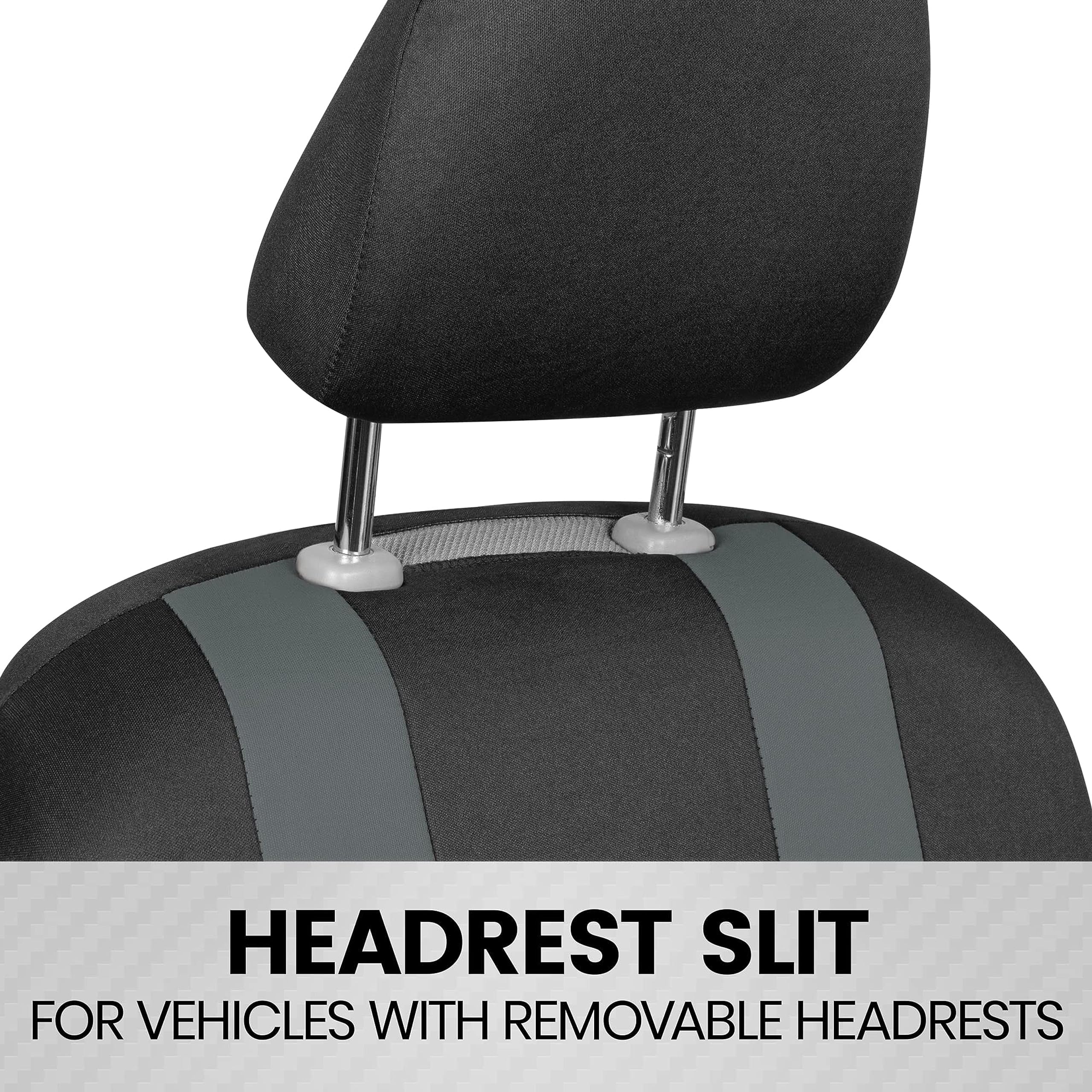 BDK carXS Seat Covers for Cars, Light Gray Two-Tone Car Seat Covers with Matching Back Seat Cover, Made to Fit Most Auto Truck Van SUV, Interior Car Accessories, Car Seat Cover Full Set - Image 3