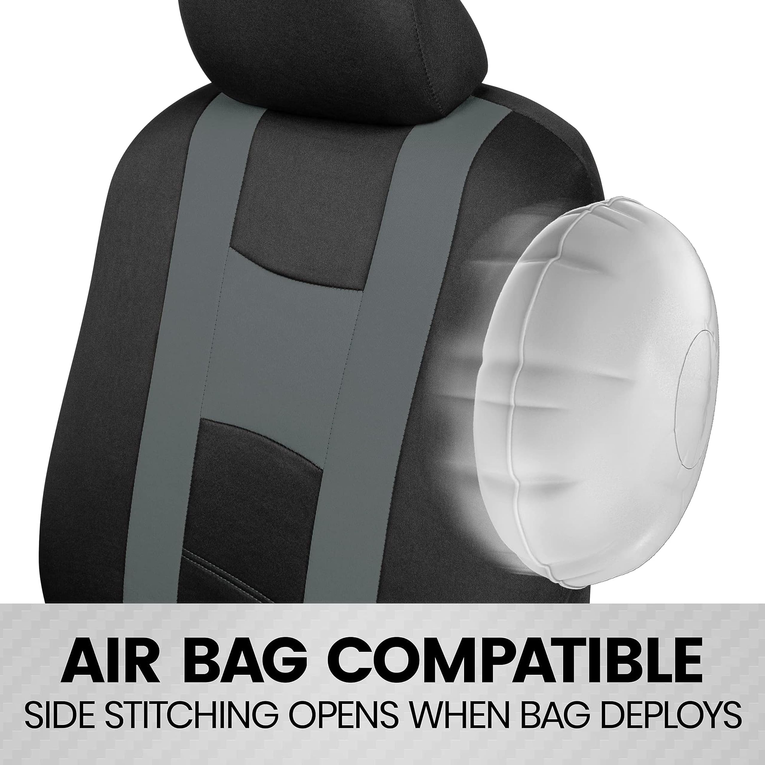 BDK carXS Seat Covers for Cars, Light Gray Two-Tone Car Seat Covers with Matching Back Seat Cover, Made to Fit Most Auto Truck Van SUV, Interior Car Accessories, Car Seat Cover Full Set - Image 4