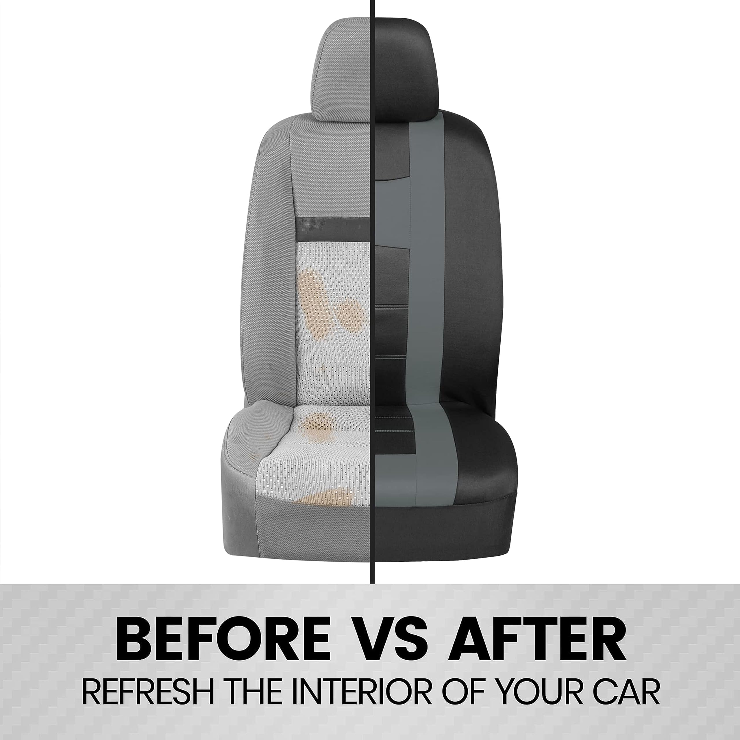 BDK carXS Seat Covers for Cars, Light Gray Two-Tone Car Seat Covers with Matching Back Seat Cover, Made to Fit Most Auto Truck Van SUV, Interior Car Accessories, Car Seat Cover Full Set - Image 6