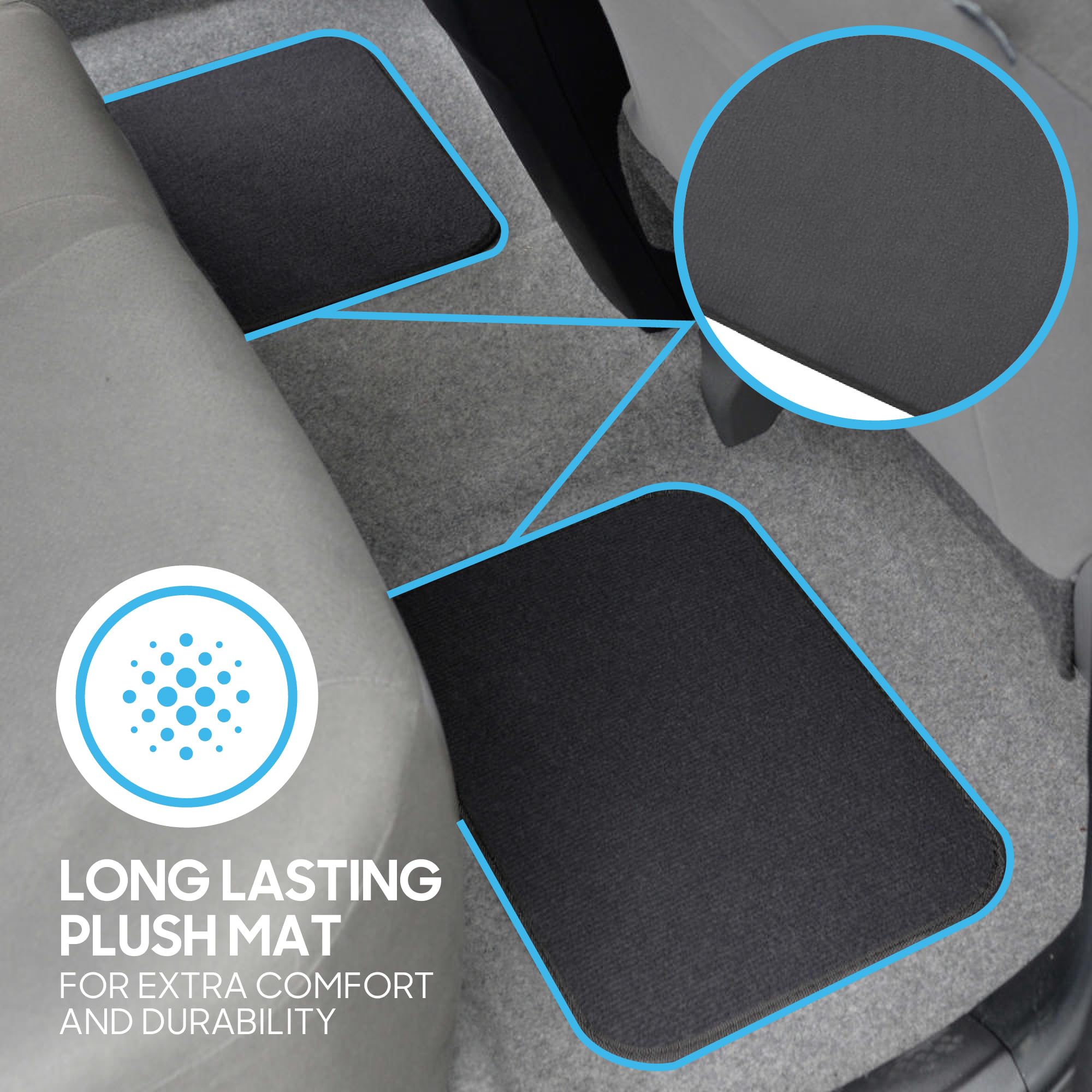 BDK Classic Carpet Floor Mats for Car & Auto - Universal Fit -Front & Rear with Heelpad (Charcoal) - MT100CC - Image 6