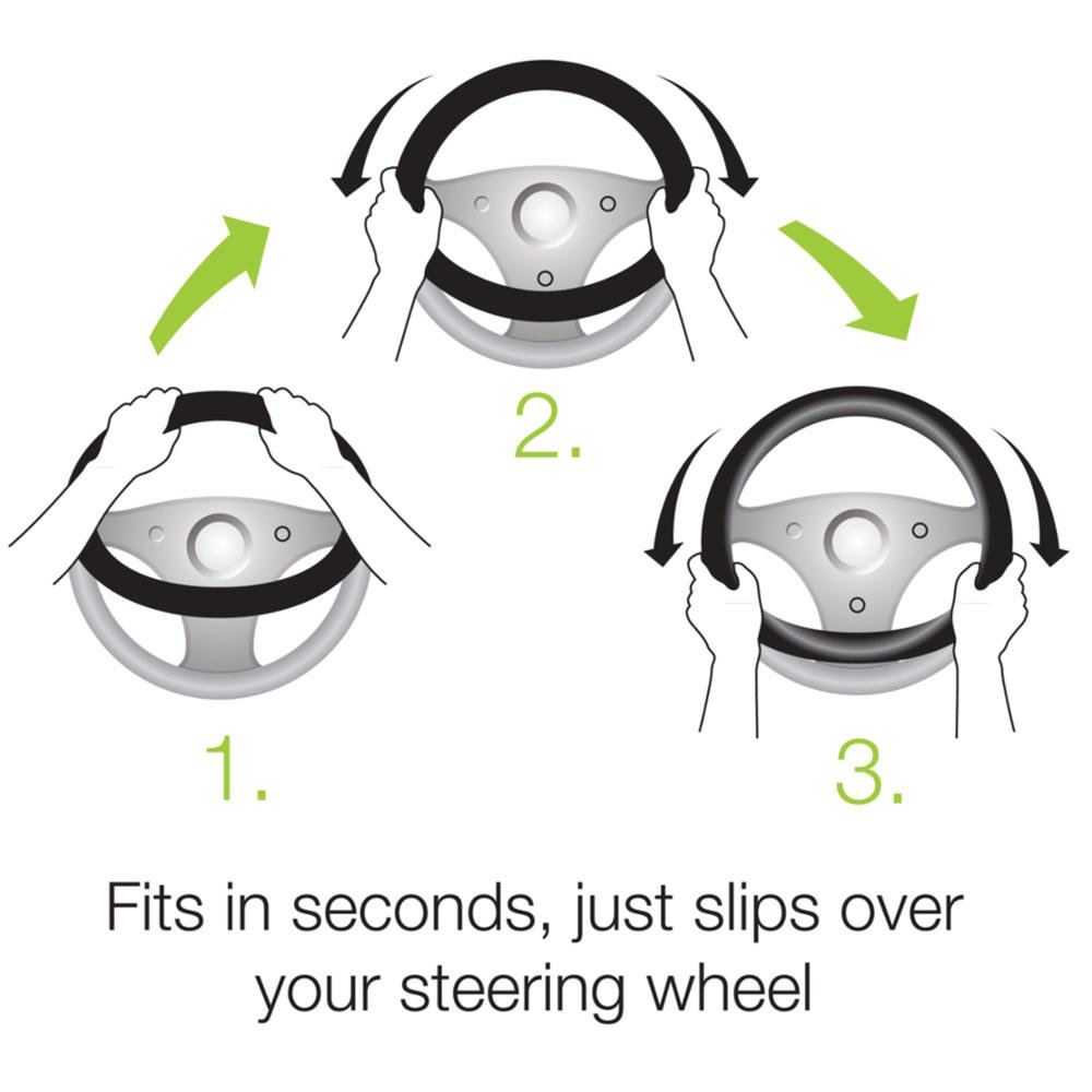 BDK Sporty Two Tone Ergonomic Grip Steering Wheel Cover - Massaging Gel Grip for Standard Size Wheels 14.5-15 inch Massaging Gel Grip Blue/Black - Image 7