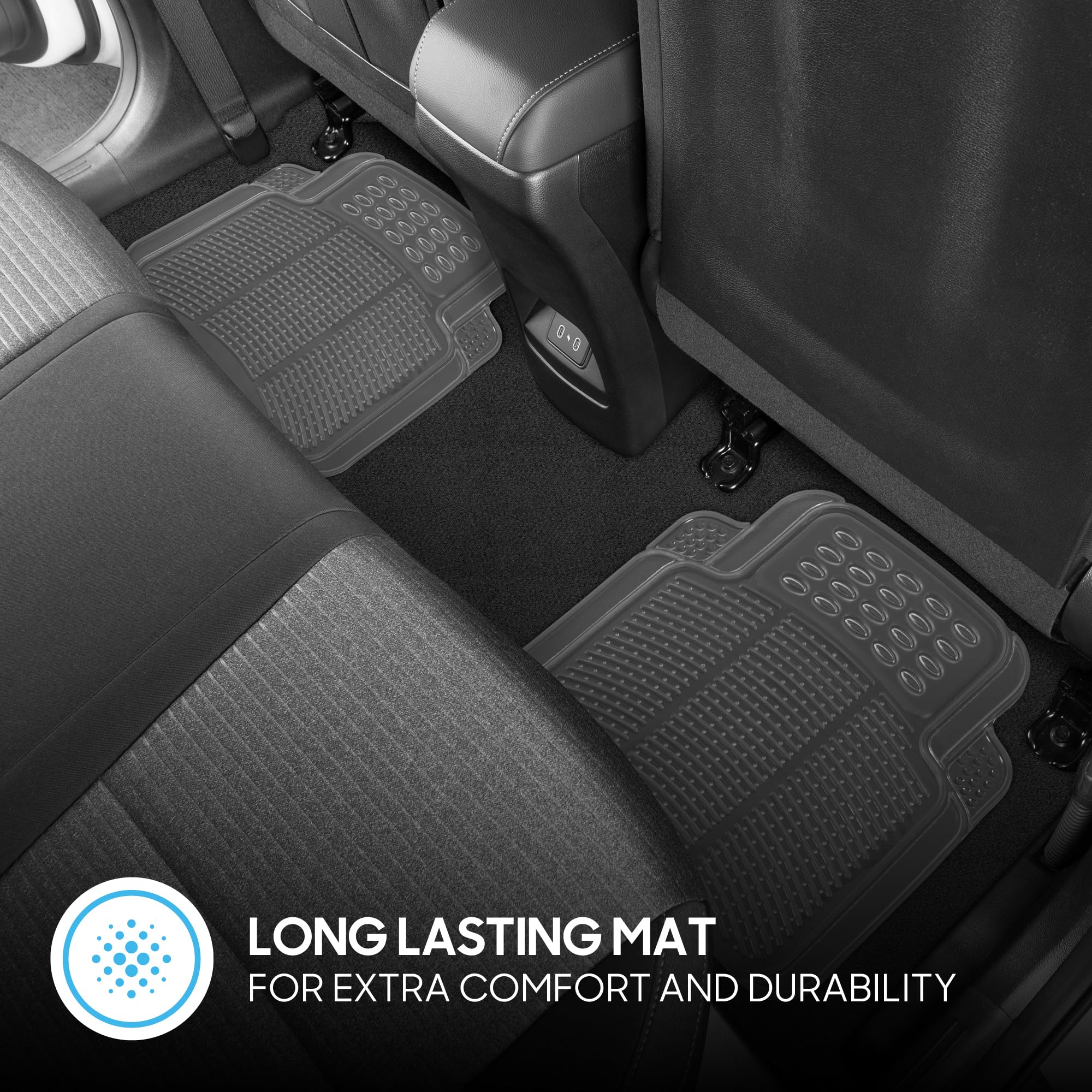 BDK Heavy Duty 4pc Front & Rear Rubber Floor Mats for Car SUV Van & Truck - All Weather Protection Universal Fit, Clear - Image 3