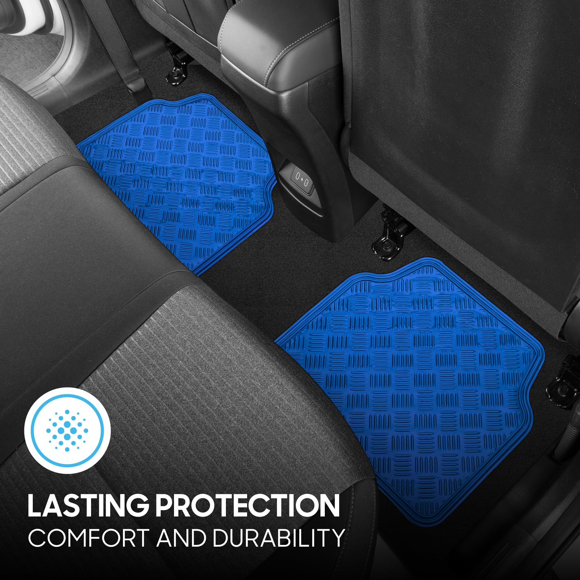 BDK Metallic Chrome Car Floor Mats All-Weather Universal Fit Automotive Floor Mats for Cars SUVs, Floor Mats for Trucks, Car Mats Full Set Front & Rear, Non-Slip Backing - Blue - Image 5
