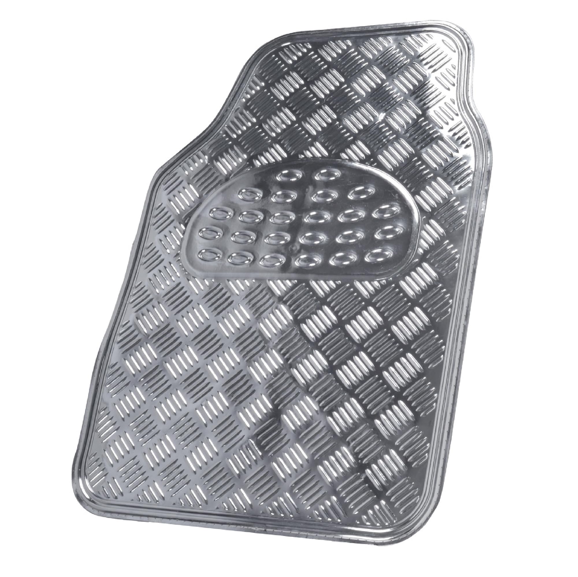 BDK Metallic Chrome Car Floor Mats All-Weather Universal Fit Automotive Floor Mats for Cars SUVs, Floor Mats for Trucks, Car Mats Full Set Front & Rear, Non-Slip Backing - Silver - Image 9