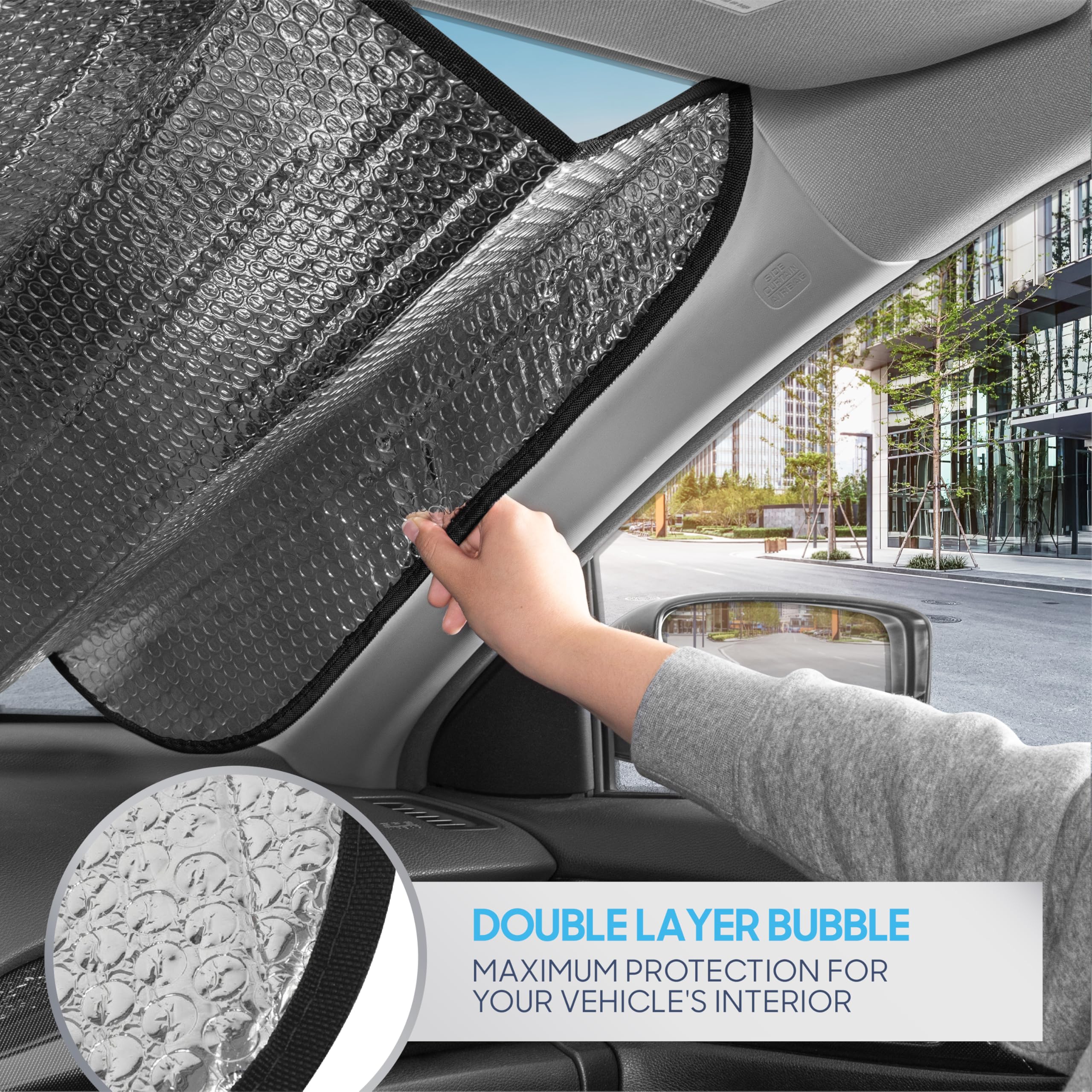 BDK Pink Butterfly Front Windshield Sunshade Accordion Folding Style Auto Shade for Cars Trucks SUVs Vans Blocks UV Rays Sun Visor Protector Easy Setup Keeps Your Vehicle Cool 58" x 27" - Image 3