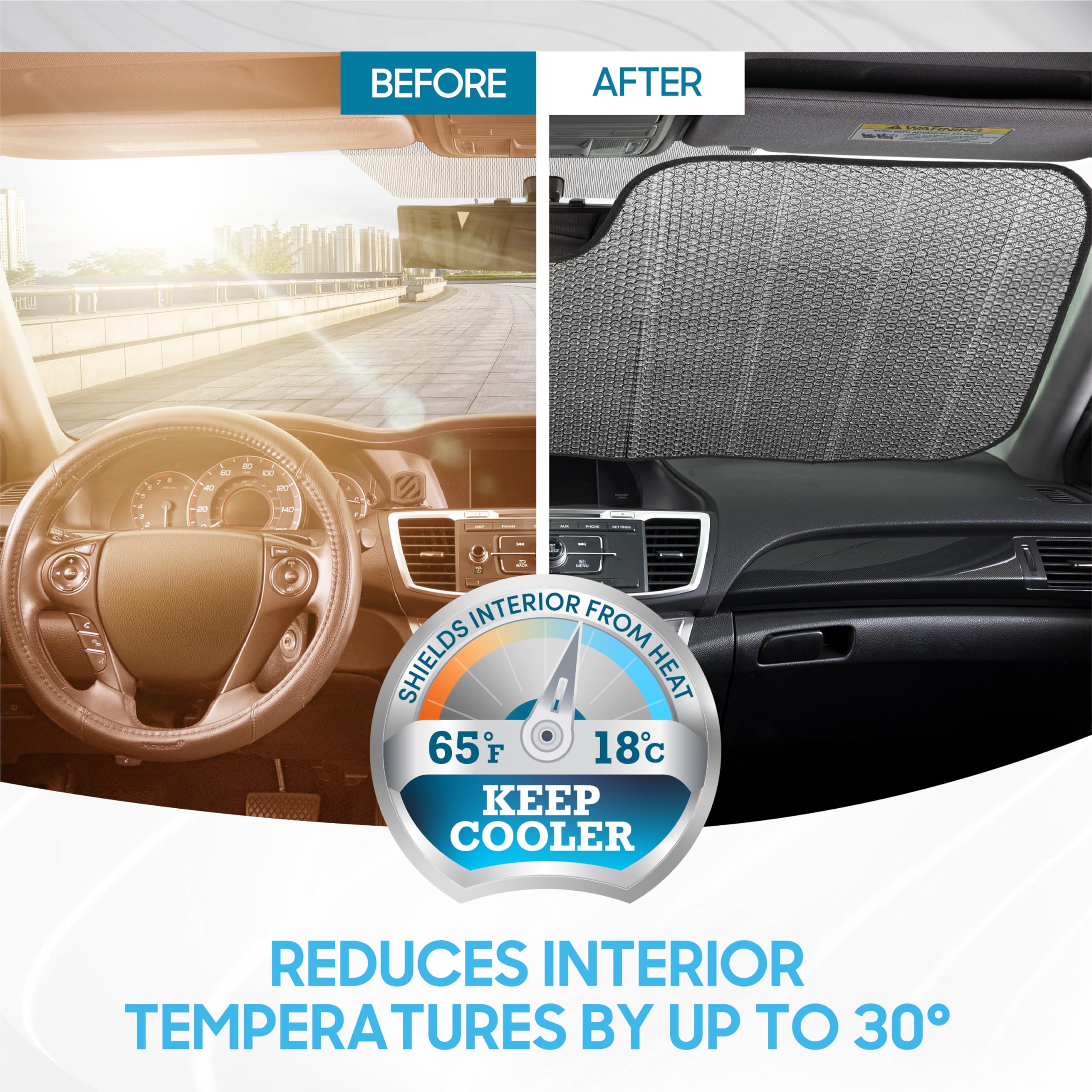 BDK Pink Butterfly Front Windshield Sunshade Accordion Folding Style Auto Shade for Cars Trucks SUVs Vans Blocks UV Rays Sun Visor Protector Easy Setup Keeps Your Vehicle Cool 58" x 27" - Image 4