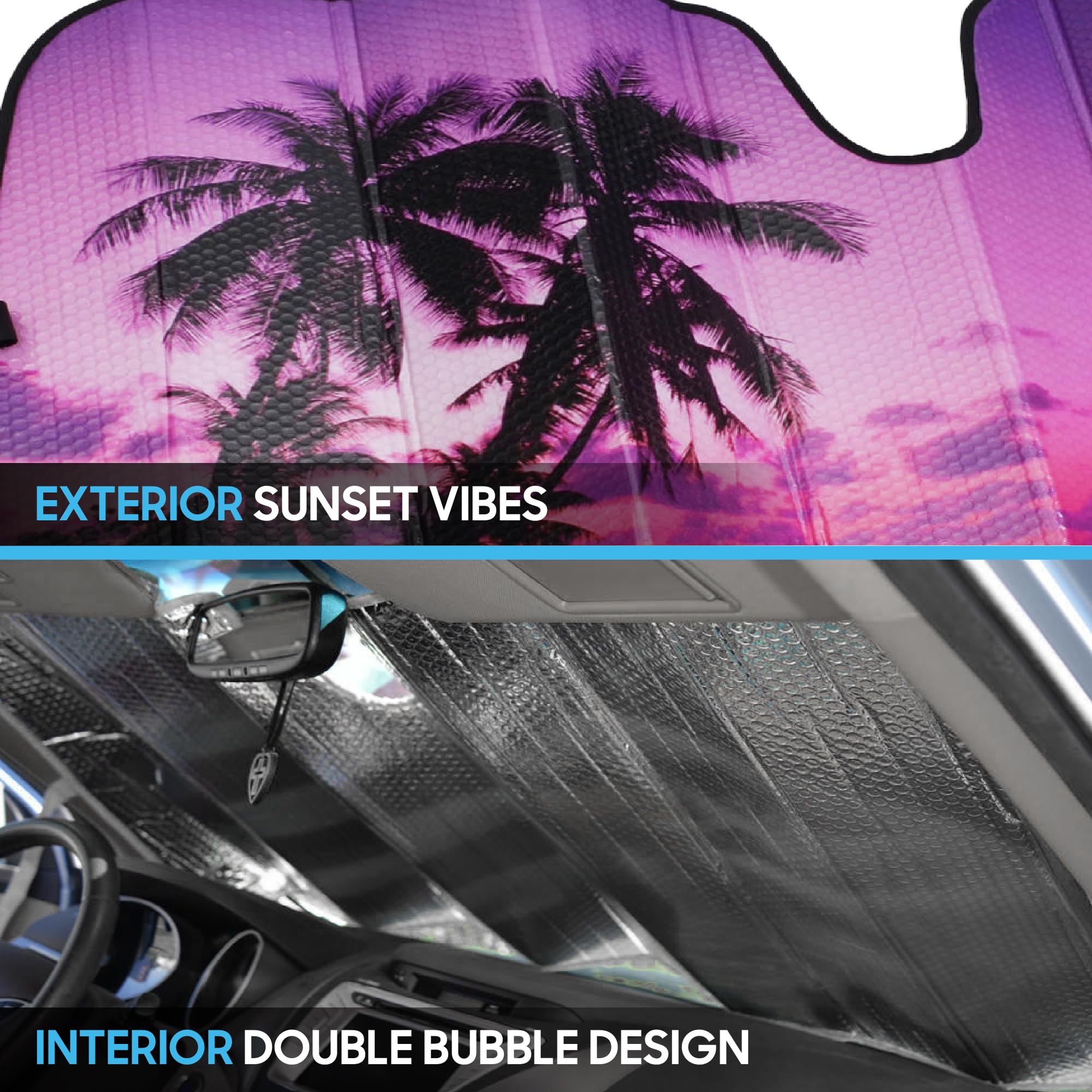 BDK Purple Sunset Beach Front Windshield Sun Shade Accordion Folding Cute Car Window Shades for Truck & Car Sunshade Shield for Sun UV Rays - Visor Protector Keeps Your Vehicle Cool - 58 x 27 inches - Image 4