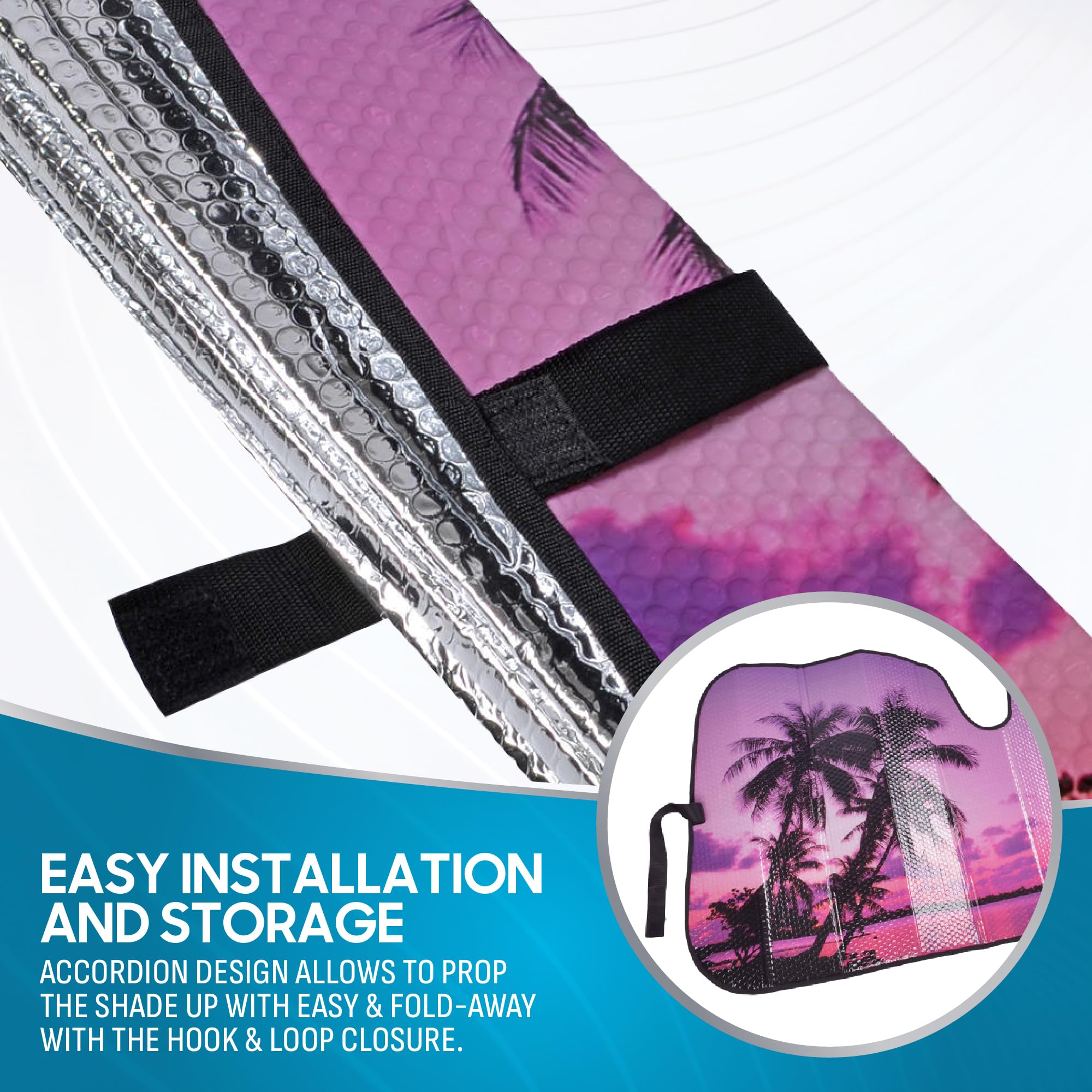 BDK Purple Sunset Beach Front Windshield Sun Shade Accordion Folding Cute Car Window Shades for Truck & Car Sunshade Shield for Sun UV Rays - Visor Protector Keeps Your Vehicle Cool - 58 x 27 inches - Image 6