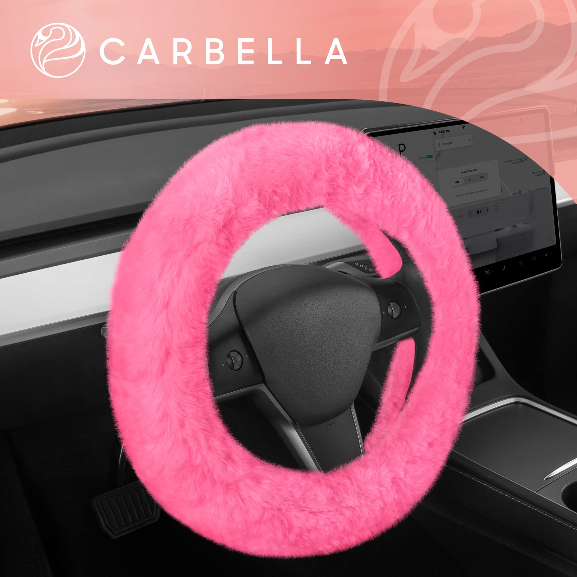 BDK Steering Wheel Covers for Women (Faux Fur - Pink) - Image 7