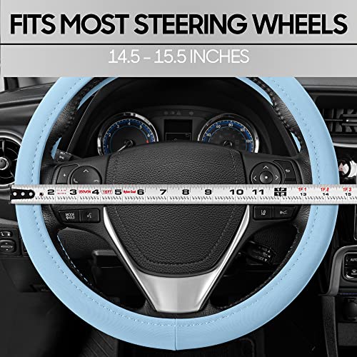 BDK Ultra Soft Blue Steering Wheel Cover, Unisex Car Accessories Non-Slip Comfy Soft Grip Faux Leather Auto Steering Wheel Cover for Cars Trucks Vans SUVs - Fits Standard 15" Inch Steering Wheels - Image 5