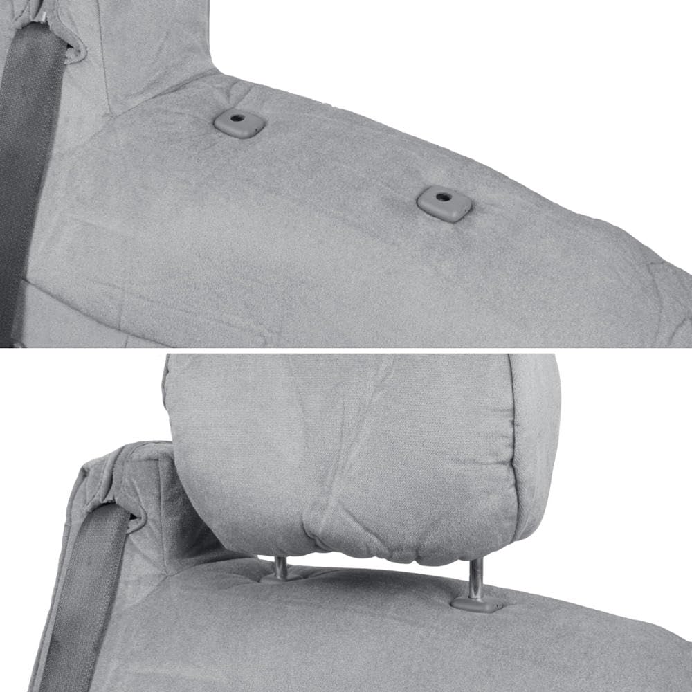BDK Velour Fabric 2-Pack Front Seat Covers for Pick-Up Trucks, Trucks, Vans with Integrated Seat Belt, Integrated Arm Rest, Detachable Headrest - Gray - Image 11