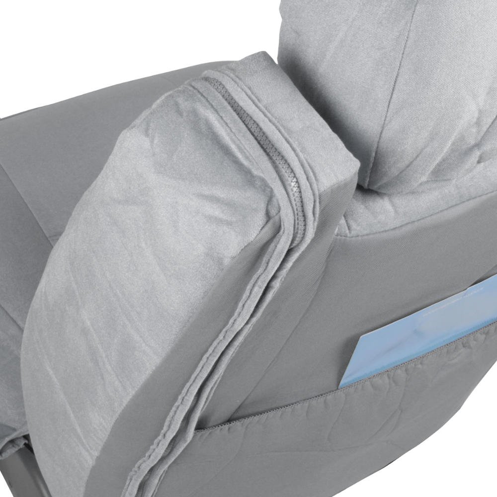BDK Velour Fabric 2-Pack Front Seat Covers for Pick-Up Trucks, Trucks, Vans with Integrated Seat Belt, Integrated Arm Rest, Detachable Headrest - Gray - Image 6