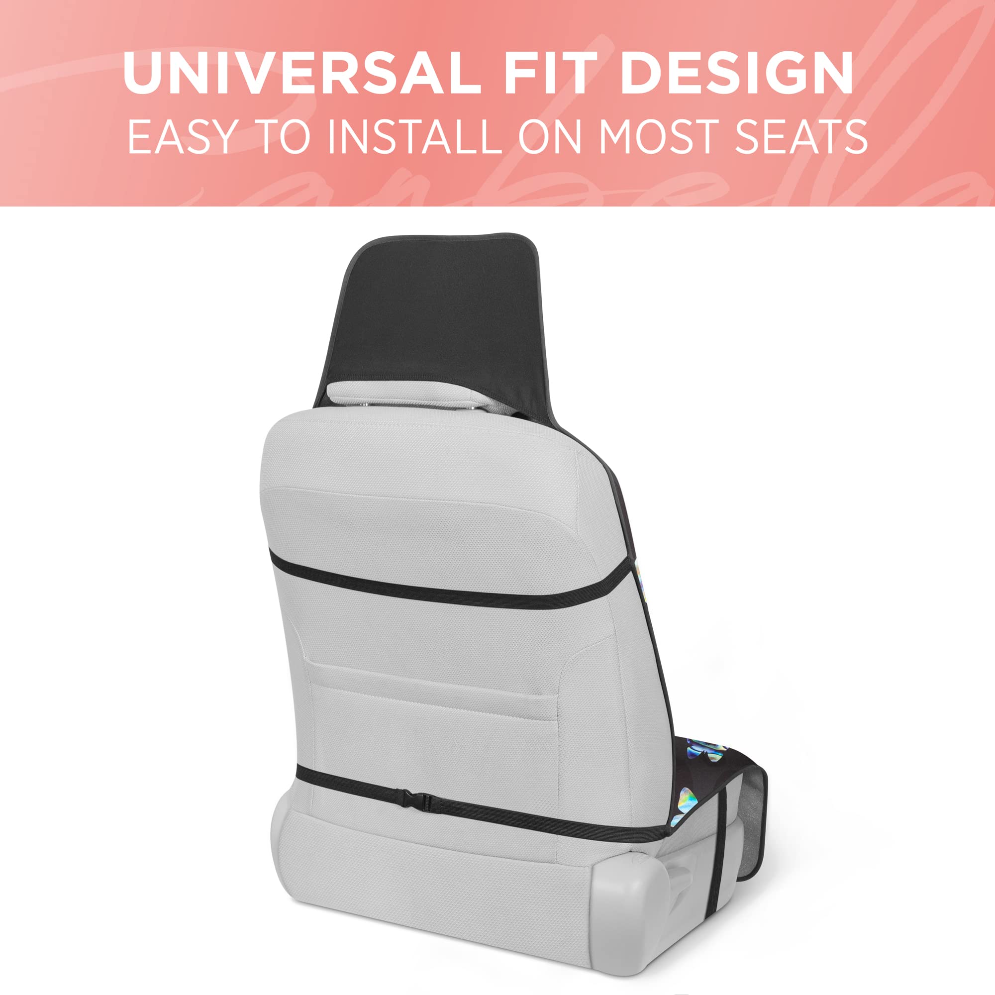 Carbella Black Leopard & Butterfly Car Seat Covers, 2 Pack Animal Print Front Seat Covers for Cars with Matching Steering Wheel Cover, Cute Automotive Interior Covers for Trucks Van SUV - Image 4