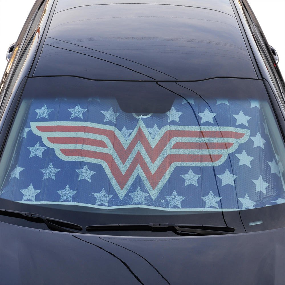Wonder Woman Red Logo DC Comics Official Licensed Front Windshield Sun Shade-Accordion Folding Auto Sunshade for Car Truck SUV-Blocks UV Rays Sun Visor Protector-Keep Your Vehicle Cool- 58 x 27 Inch - Image 5